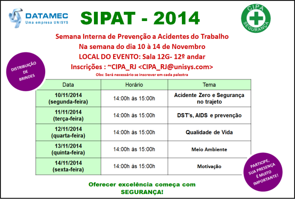 Sipat 2014 da Datamec no Rio será de 10 a 14 de novembro
