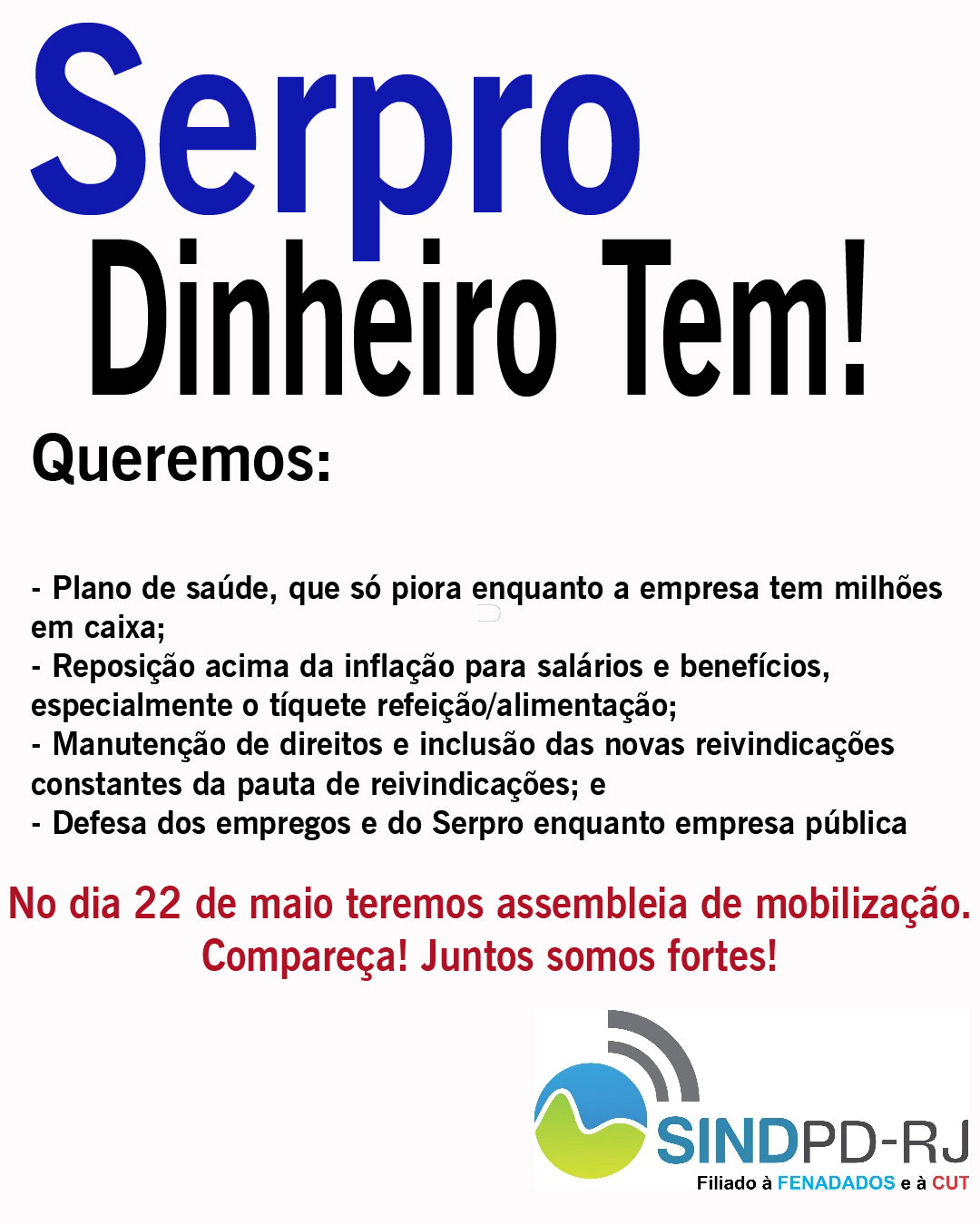 Serpro – Assembleia de Campanha Salarial – Dia nacional de mobilização