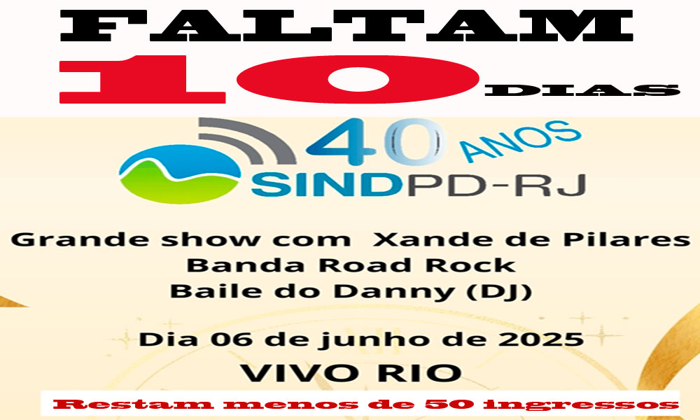 Restam menos de 50 convites para a festa de 40 anos do Sindpd-RJ